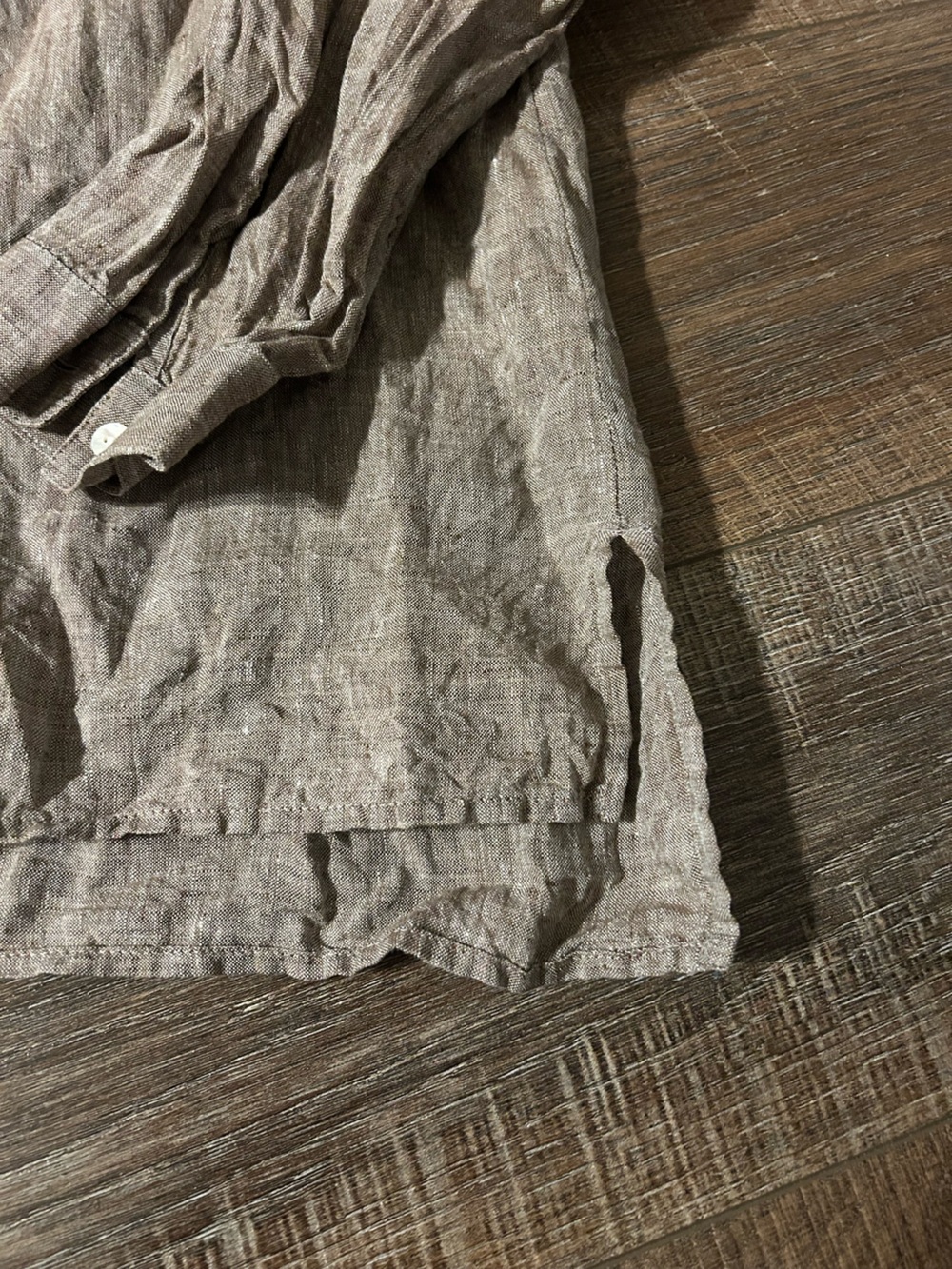 J Jill Lightweight Brown Linen Button-Up Shirt - Picture 4 of 9